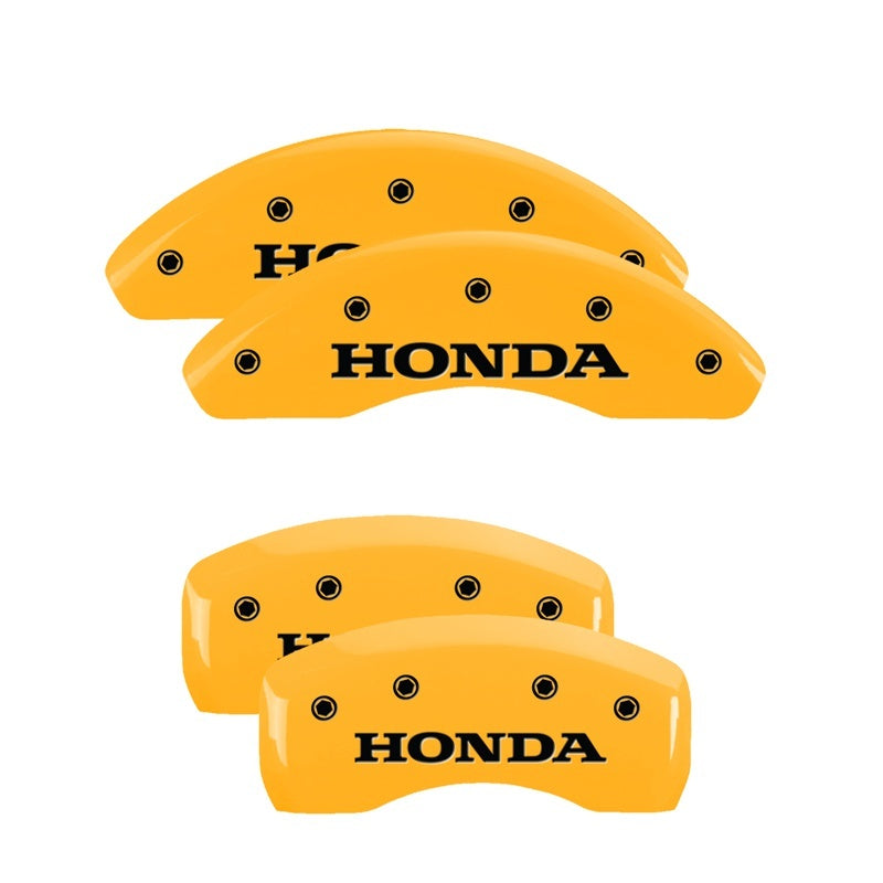 MGP 4 Caliper Covers Engraved Front Honda Engraved Rear H Logo Yellow finish black ch Caliper Covers MGP