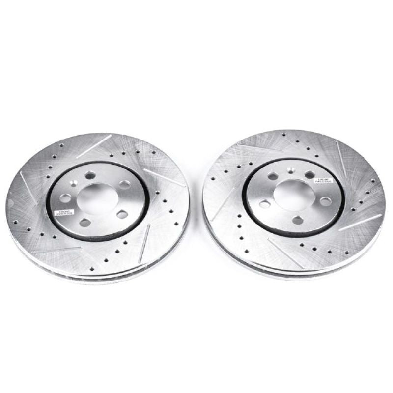 Power Stop 96-99 Volkswagen Golf Front Evolution Drilled & Slotted Rotors - Pair Brake Rotors - Slot & Drilled PowerStop