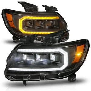 ANZO 15-22 Chevrolet Colorado Full LED Projector Headlights w/ Initiation & Sequential - Black Headlights ANZO   