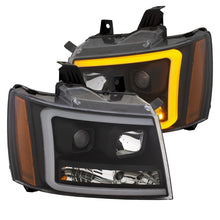 Load image into Gallery viewer, ANZO 07-14 Chevy Tahoe Projector Headlights w/ Plank Style Design Black w/ Amber Headlights ANZO
