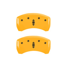 Load image into Gallery viewer, MGP 4 Caliper Covers Engraved Front Lincoln Engraved Rear Star logo Yellow finish black ch Caliper Covers MGP

