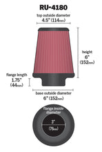 Load image into Gallery viewer, K&amp;N Universal Clamp-On Air Filter 3in FLG / 6in B / 4-1/2in T / 6in H Air Filters - Universal Fit K&amp;N Engineering   
