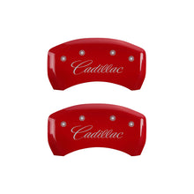 Load image into Gallery viewer, MGP 4 Caliper Covers Engraved Front &amp; Rear Cursive/Cadillac Red finish silver ch Caliper Covers MGP
