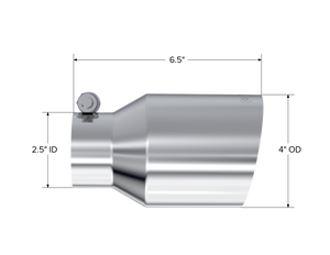 MBRP Universal T304 SS Tip 4in OD/2.5in Inlet/6.5in L Tips MBRP   