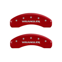 Load image into Gallery viewer, MGP 4 Caliper Covers Engraved Front &amp; Rear WRANGLER Red finish silver ch Caliper Covers MGP
