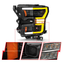 Load image into Gallery viewer, ANZO 15-17 Ford F-150 LED Projector Headlights - w/ Light Bar Switchback Black Housing Headlights ANZO
