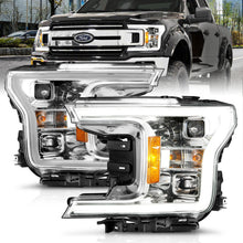 Load image into Gallery viewer, ANZO 18-19 Ford F-150 Projector Headlights w/Plank Style Switchback Chrome w/Amber Headlights ANZO
