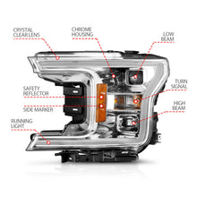Load image into Gallery viewer, ANZO 18-19 Ford F-150 Projector Headlights w/Plank Style Switchback Chrome w/Amber Headlights ANZO
