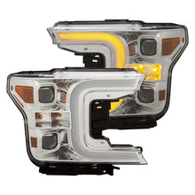 Load image into Gallery viewer, ANZO 18-19 Ford F-150 Projector Headlights w/Plank Style Switchback Chrome w/Amber Headlights ANZO
