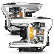 Load image into Gallery viewer, ANZO 18-19 Ford F-150 Projector Headlights w/Plank Style Switchback Chrome w/Amber Headlights ANZO

