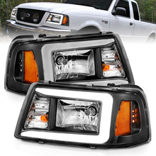 Load image into Gallery viewer, ANZO 2001-2011 Ford Ranger Crystal Headlights w/ Light Bar Black Housing Headlights ANZO
