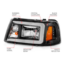 Load image into Gallery viewer, ANZO 2001-2011 Ford Ranger Crystal Headlights w/ Light Bar Black Housing Headlights ANZO
