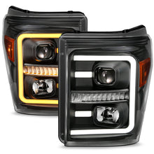 Load image into Gallery viewer, ANZO 2011-2016 Ford F250 Projector Headlights w/ Plank Style Switchback Black w/ Amber Headlights ANZO
