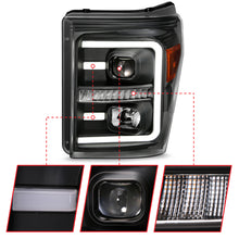 Load image into Gallery viewer, ANZO 2011-2016 Ford F250 Projector Headlights w/ Plank Style Switchback Black w/ Amber Headlights ANZO
