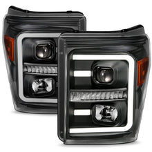 Load image into Gallery viewer, ANZO 2011-2016 Ford F250 Projector Headlights w/ Plank Style Switchback Black w/ Amber Headlights ANZO

