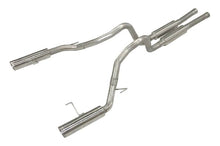 Load image into Gallery viewer, Pypes Performance Exhaust SFM66M Cat Back Exhaust System 05-10 Mustang GT Split Rear Dual Exit 2.5 in Intermediate And Tail Pipe M80 Muffler/Hardware/4 in Polished Tips Incl Natural Finish 409 Stainless Steel Pypes Exhaust Exhaust System Kit Pypes Performance Exhaust Default Title  

