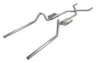 Pypes Performance Exhaust SGC49S Crossmember Back w/H-Pipe Exhaust System 55-57 Split Rear Dual Exit 2.5 in Intermediate And Tail Pipe Street Pro Mufflers/Hardware Incl Tip Not Incl Pypes Exhaust