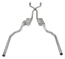 Load image into Gallery viewer, Pypes Performance Exhaust SGG942E Crossmember Back w/H-Pipe Exhaust System 78-88 El Camino SS Split Rear Dual Exit 2.5 in Intermediate And Stainless Steel Tail Pipe Muffler And Tip Not Incl Natural Finish 409 Stainless Steel Catalytic Converter Incl Exhaust System Kit Pypes Performance Exhaust Default Title  
