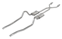 Load image into Gallery viewer, Pypes Performance Exhaust SMA910TE Crossmember Back w/X-Pipe Exhaust System 75-76 Mopar A-Body Split Rear Dual Exit 2.5 in Intermediate And Tail Pipe Turbo Pro Mufflers/Hardware Incl Tip Not Incl Catalytic Converter Incl Pypes Exhaust Exhaust System Kit Pypes Performance Exhaust   
