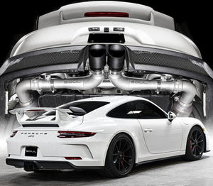 Porsche 991 GT3 / 911R Center Muffler Bypass Exhaust Exhaust Soul Performance 991.2 (2017+) 4" Slash Cut Single Wall Signature Satin