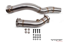 Load image into Gallery viewer, VRSF 3″ Cast Race Downpipes 15-19 BMW M3, M4 &amp; M2 Competition S55 F80 F82 F87 Exhaust VRSF Brushed  
