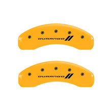 Load image into Gallery viewer, MGP 4 Caliper Covers Engraved F &amp; R w/ Stripes/Durango Yellow Finish Black Char 2006 Dodge Durango Caliper Covers MGP

