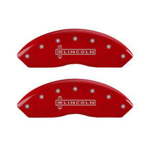 Load image into Gallery viewer, MGP 4 Caliper Covers Engraved Front &amp; Rear Lincoln Red finish silver ch Caliper Covers MGP
