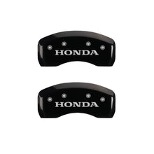 Load image into Gallery viewer, MGP 4 Caliper Covers Engraved Front &amp; Rear Honda Black Finish Silver Char 2017 Honda Civic Caliper Covers MGP
