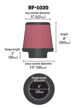 Load image into Gallery viewer, K&amp;N Universal Air Filter 6in Flange ID x 7.5in Base / 5in OD Top x 8in H Air Filters - Universal Fit K&amp;N Engineering   
