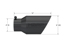Load image into Gallery viewer, MBRP Universal Tip 6 O.D. Dual Wall Angled 4 inlet 12 length - Black Finish Tips MBRP
