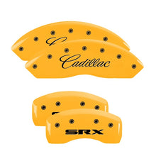 Load image into Gallery viewer, MGP 4 Caliper Covers Engraved Front Cadillac Rear SRX Yellow Finish Black Char 2006 Cadillac SRX Caliper Covers MGP
