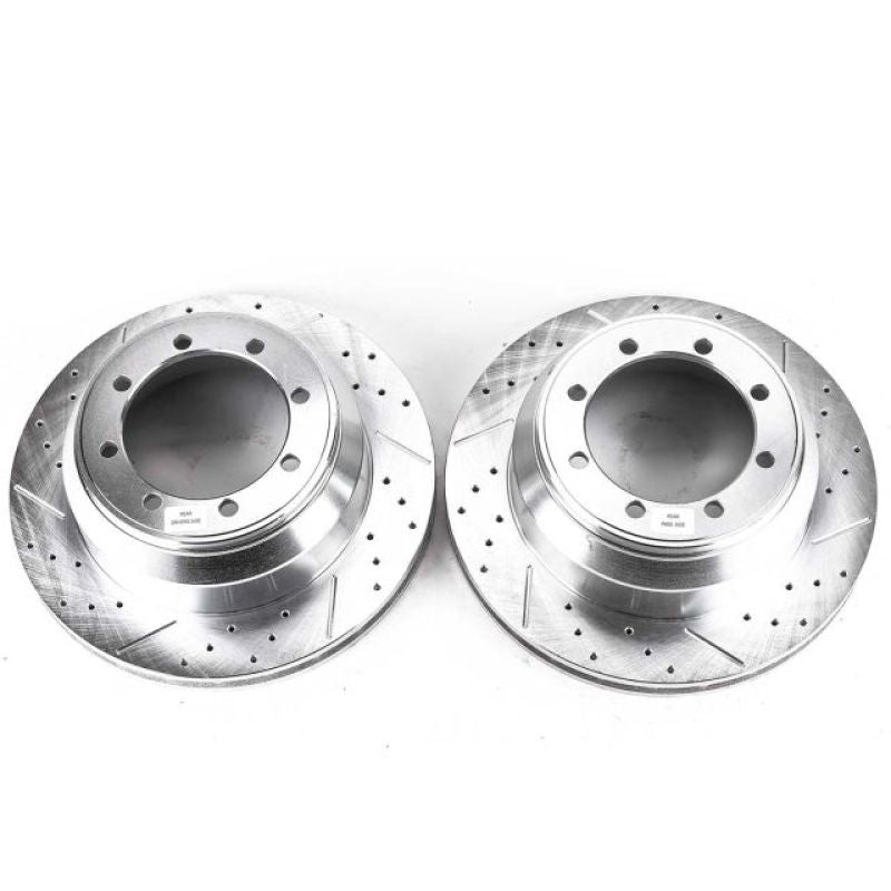 Power Stop 99-04 Ford F-350 Super Duty Rear Evolution Drilled & Slotted Rotors - Pair Brake Rotors - Slot & Drilled PowerStop