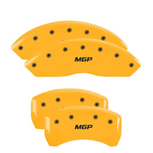 Load image into Gallery viewer, MGP 4 Caliper Covers Engraved Front &amp; Rear MGP Yellow Finish Black Char 2019 Chevrolet Blazer Caliper Covers MGP
