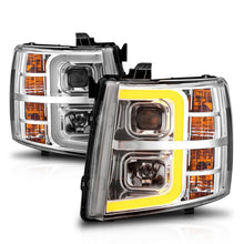 Load image into Gallery viewer, ANZO 2007-2013 Chevrolet Silverado 1500 Projector w/ Light Bar Chrome Housing w/ Sequential Headlights ANZO
