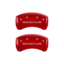Load image into Gallery viewer, MGP 4 Caliper Covers Engraved Front &amp; Rear Magnum Red finish silver ch Caliper Covers MGP
