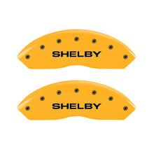 Load image into Gallery viewer, MGP 4 Caliper Covers Engraved Front Shelby Rear Snake Yellow Finish Black Char 2003 Ford Mustang Caliper Covers MGP
