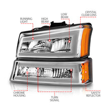 Load image into Gallery viewer, ANZO 2003-2006 Chevrolet Silverado 1500 Crystal Headlights w/ Light Bar Chrome Housing Headlights ANZO
