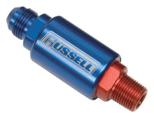 Load image into Gallery viewer, Russell Performance Red/Blue (3-1/4in Length 1-1/4in dia. -8 x 3/8in male NPT inlet/outlet) Fuel Filters Russell
