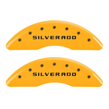 Load image into Gallery viewer, MGP 4 Caliper Covers Engraved Front &amp; Rear Silverado Yellow finish black ch Caliper Covers MGP
