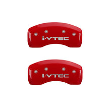 Load image into Gallery viewer, MGP 4 Caliper Covers Engraved Front &amp; Rear I-Vtec Red Finish Silver Char 2007 Honda Civic Caliper Covers MGP
