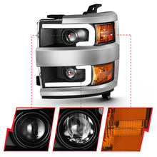 Load image into Gallery viewer, ANZO 2015-2016 Chevrolet Silverado Projector Headlights w/ Plank Style Design Black w/ Amber Headlights ANZO
