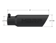 Load image into Gallery viewer, MBRP Universal Tip 3.5 O.D. Dual Wall Angled 2.5 inlet 12 length - Black Finish Tips MBRP
