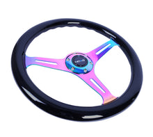 Load image into Gallery viewer, NRG Classic Wood Grain Steering Wheel (350mm) Black Paint Grip w/Neochrome 3-Spoke Center Steering Wheels NRG
