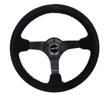 Load image into Gallery viewer, NRG Reinforced Steering Wheel (350mm / 3in. Deep) Blk Suede/Blk Bball Stitch w/5mm Matte Black Spoke Steering Wheels NRG
