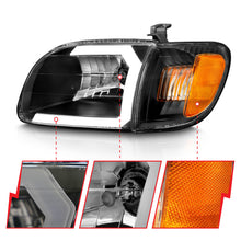 Load image into Gallery viewer, ANZO 00-04 Toyota Tundra (Fits Reg/Acc Cab Only) Crystal Headlights w/Light Bar Black w/Corner Light Headlights ANZO
