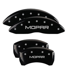 Load image into Gallery viewer, MGP 4 Caliper Covers Engraved Front &amp; Rear MOPAR Black finish silver ch Caliper Covers MGP
