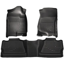 Load image into Gallery viewer, Husky Liners 07-12 Chevy Silverado/GMC Sierra Crew Cab WeatherBeater Combo Black Floor Liners Floor Mats - Rubber Husky Liners
