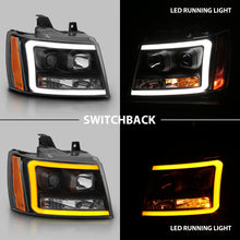 Load image into Gallery viewer, ANZO 07-14 Chevy Tahoe Projector Headlights w/ Plank Style Design Black w/ Amber Headlights ANZO
