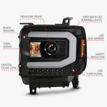 Load image into Gallery viewer, ANZO GMC SIERRA 1500 14-15 2500H/15-19 Projector Headlight Plank Style Black w/ Switchback (Halogen) Headlights ANZO
