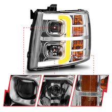 Load image into Gallery viewer, ANZO 2007-2013 Chevrolet Silverado 1500 Projector w/ Light Bar Chrome Housing w/ Sequential Headlights ANZO
